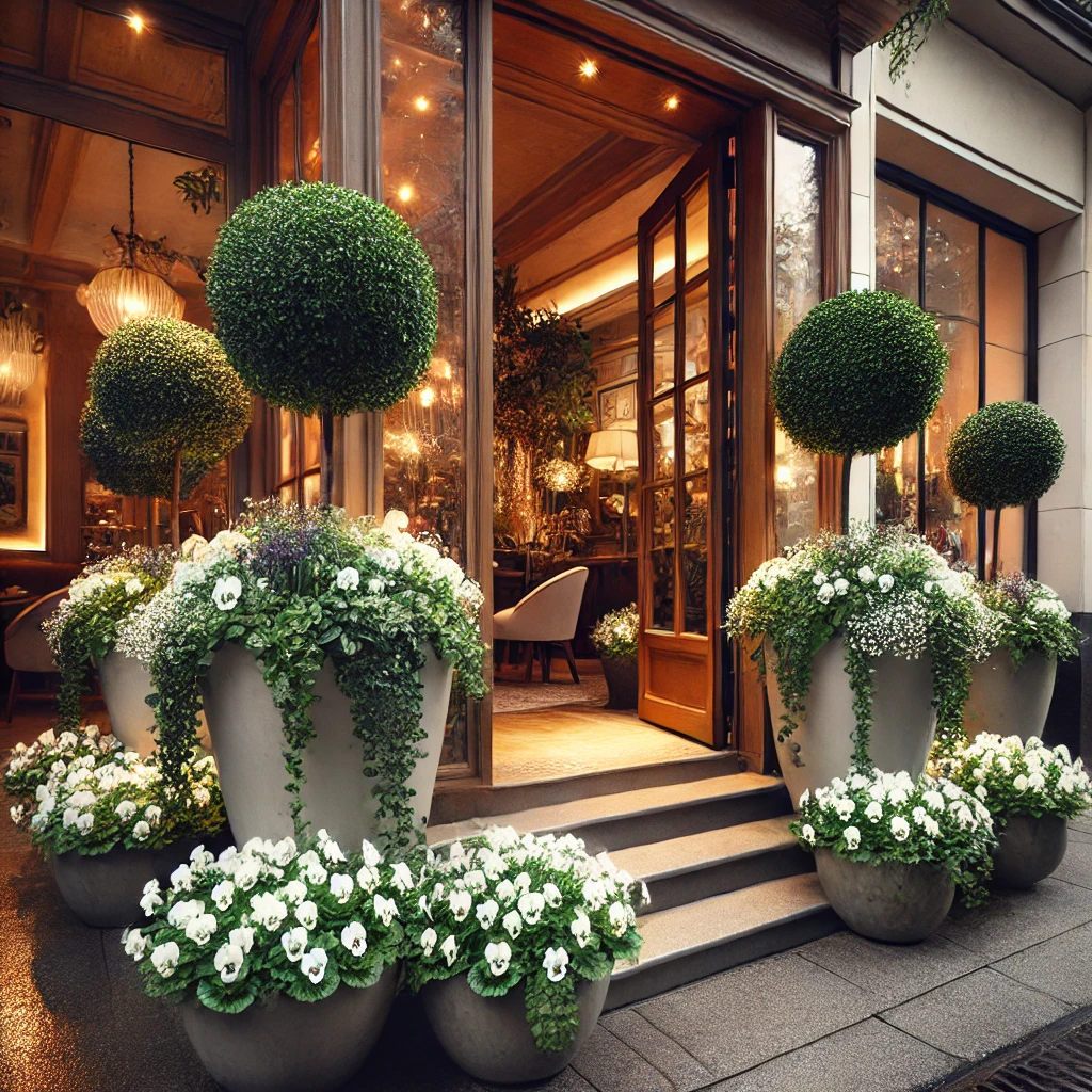 Planter til inngangsparti for restaurant, butikk osv